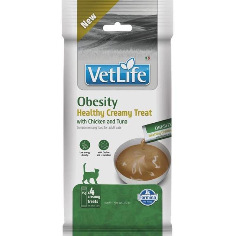 Vet Life Feline Creamy Treat pamlsek Obesity Chicken & Tuna Adult 60 g