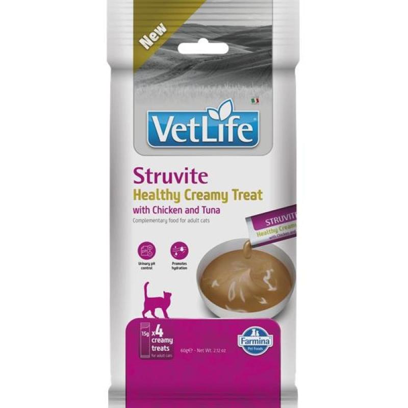Vet Life Feline Creamy Treat pamlsek Struvite Chicken &amp;amp; Tuna Adult 60 g