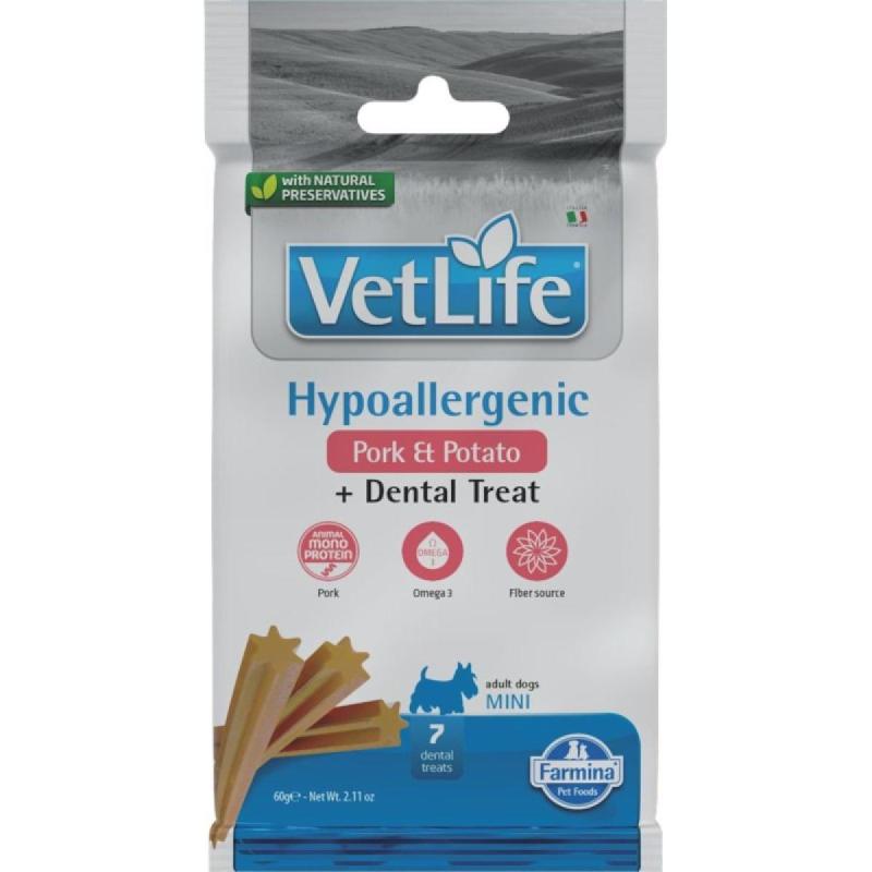 Vet Life Dog Dental Treat Hypoallergenic Pork &amp; Potato Adult Mini 60 g