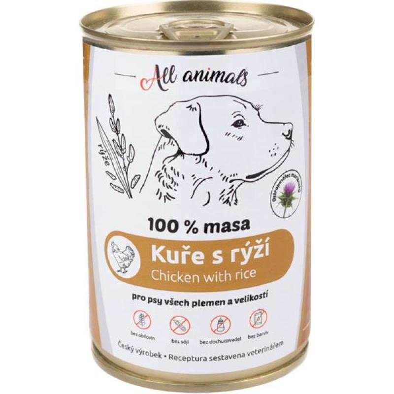 ALL ANIMALS konz. pro psy kuř.maso ml.s rýží 400g