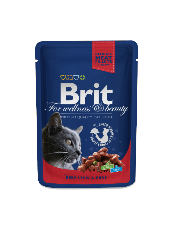 Brit Premium cat kapsa with Beef Stew+Peas 100g